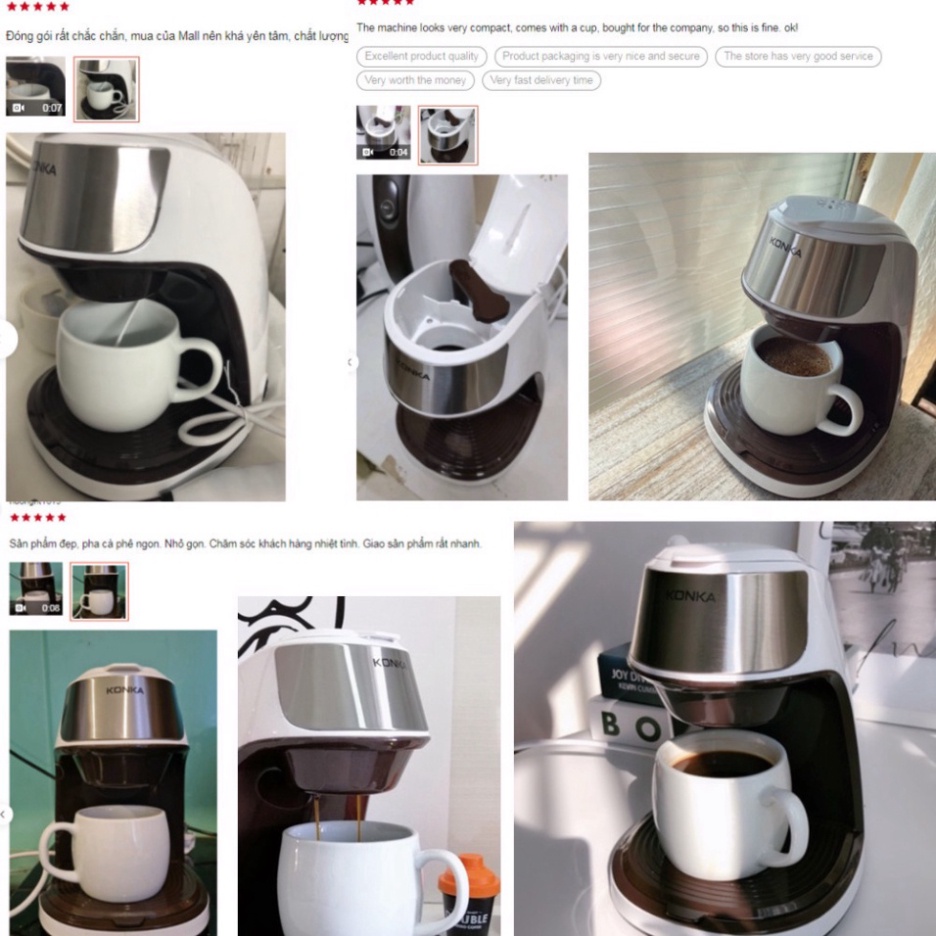 Máy pha coffe Kona Chính HãngTặng Kèm Cốc Sứ Dễ Sử Dụng