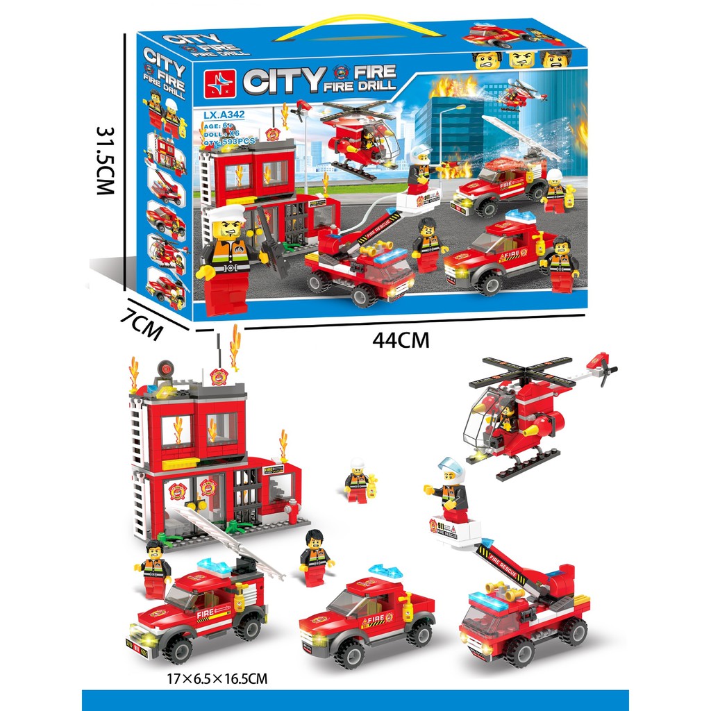 Lắp ráp Ghép Hình Đội Cảnh Sát Cứu Hỏa 593PCS SP628