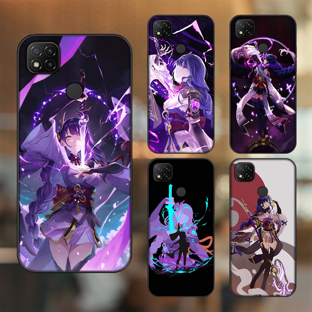 Ốp lưng Xiaomi Redmi 9C viền đen in hình Raiden Shogun Genshin Impact
