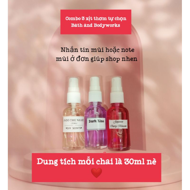 (30ML) COMBO 3 XỊT THƠM BATH AND BODYWORKS