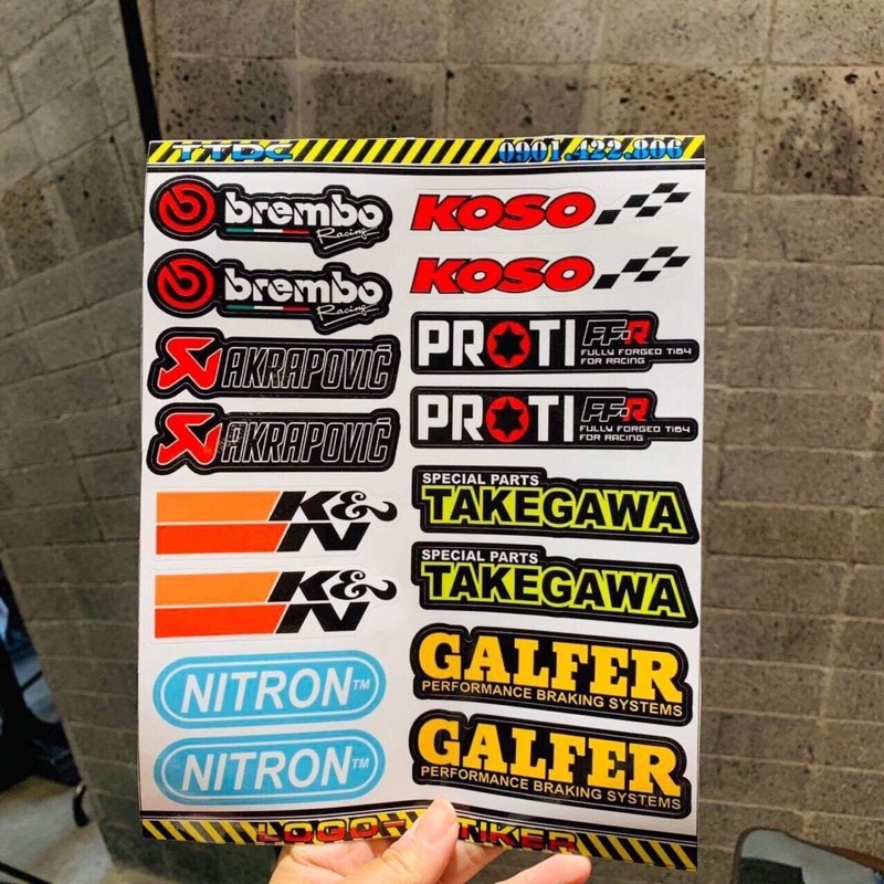 Bộ tem sticker Logo Racing