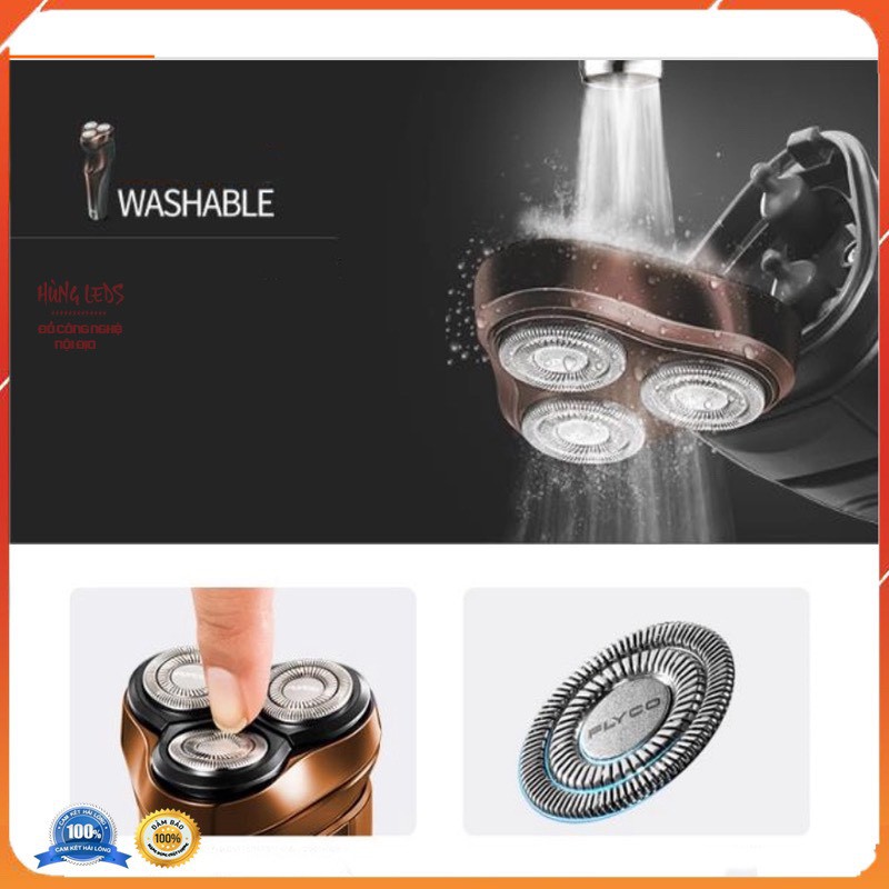 Máy cạo râu Flyco FS373 Cao cấp 3 lưỡi dao kép chống nước chạy siêu êm Bảo hành Chính hãng