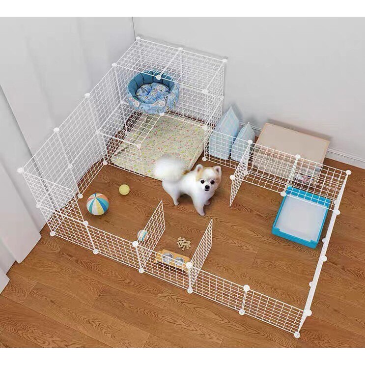 Chuồng Quây Chó Mèo 14 Tấm Lưới Sắt Lắp Ghép Thép Sơn Tĩnh Điện Chắc Chắn Chống Nước