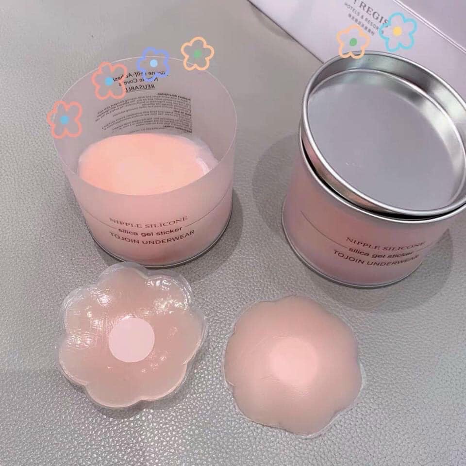 Miếng Dán Ngực Silicon, dán ti Hộp 5 cặp siêu dính tái sử dụng được nhiều lần mẫu Hot