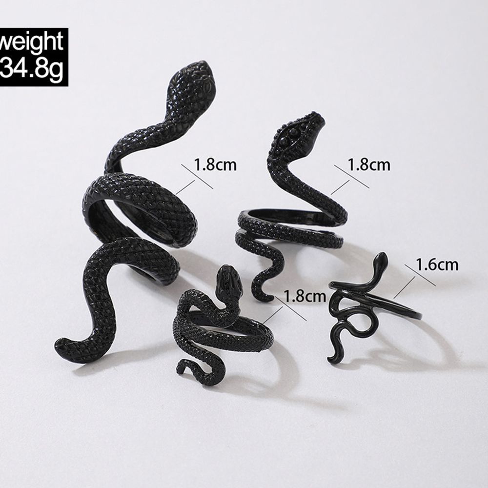 Bộ 4 nhẫn đeo ngón tay hình rắn bằng hợp kim có thể điều chỉnh phong cách Hàn Quốc thời trang cho nữ