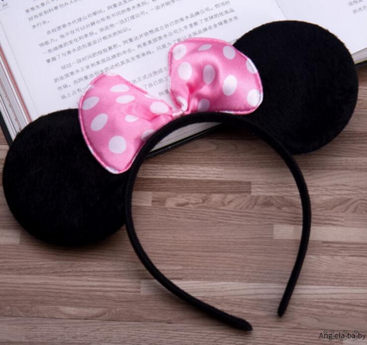 Băng đô cài tóc hình chuột Mickey phối chấm bi xinh xắn thời trang cho bé