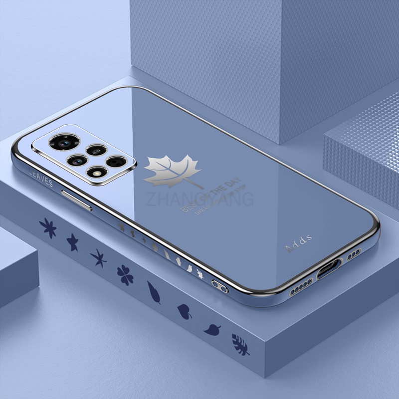 Ốp Điện Thoại Silicon TPU Mạ Điện Họa Tiết Lá Phong Kèm Dây Đeo Cho infinix hot 11s nfc infinix hot 11s infinix hot 11