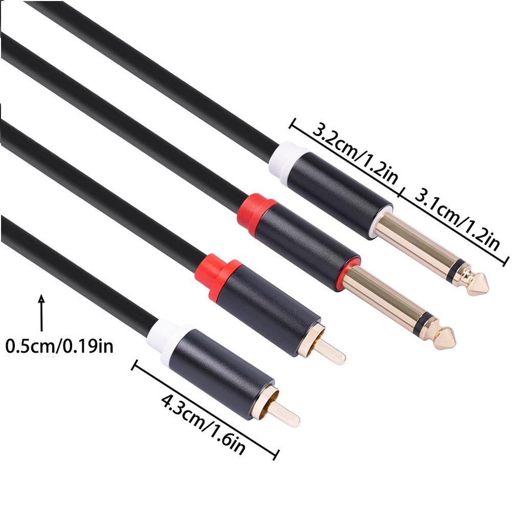 Dây Cáp Chuyển Đổi Hai Phích Cắm 6 35mm TS RCA Đa Phương Tiện MP3 Cho Điện Thoại Thông Minh / Xe Hơi / Văn Phòng