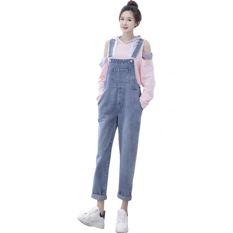 Yếm jean dài nữ phối nơ- yếm bò ulzzang phong cách hàn quốc cao cấp Lady-Hn Store88 h1