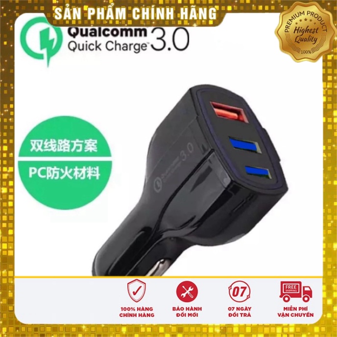 Củ Sạc Nhanh Qc 3.0 3 Cổng USB 3.0 Cho Xe Hơi.
