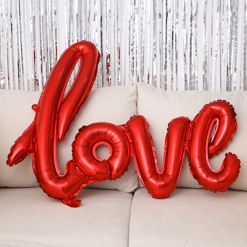 Bộ Bong Bóng Bằng Lá Kim Loại / Crom Hình Trái Tim Đỏ Dùng Trang Trí Tiệc Cưới / Valentine