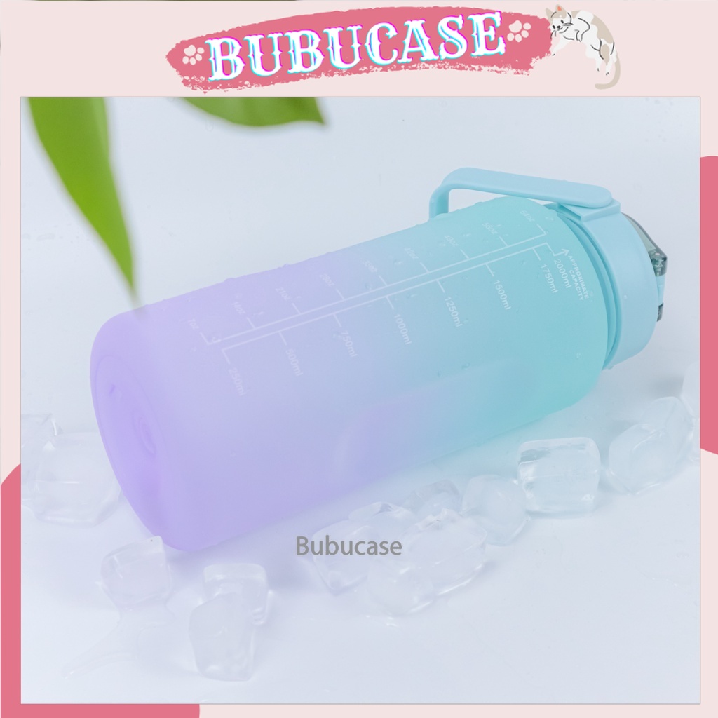 Bình đựng nước thể thao dễ thương có vạch báo giờ uống nước 2L 1,5L
