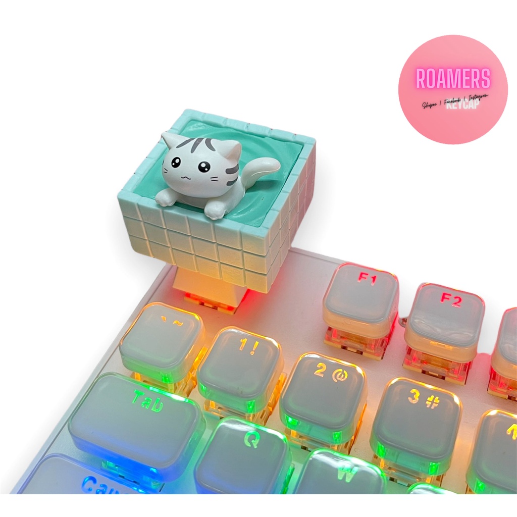 Keycap Mèo đáng yêu bồn tắm cute keycaps lẻ