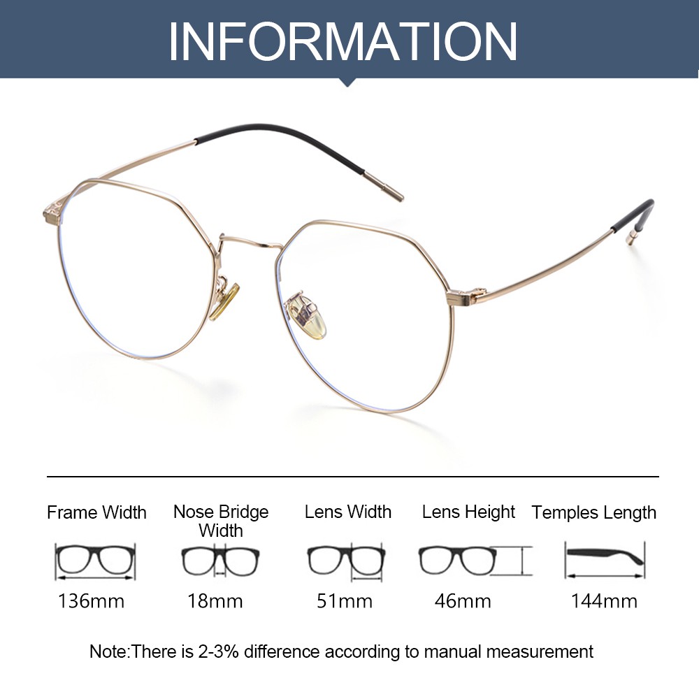 👒OSIER🍂 Retro Anti Blue Light Oversized Optical Glasses Computer Glasses Vision Care Goggles Gaming Eyewear Eyeglasses Unisex Polygon Metal Frame