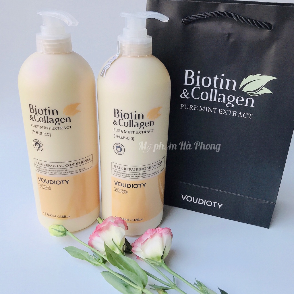 Dầu Gội Biotin Dầu Xả Biotin Collagen Trắng , Giảm Rụng Tóc,Phục Hồi Tóc Khô Xơ, Hư Tổn 1000mlx2 Mẫu 2021 Chính Hãng