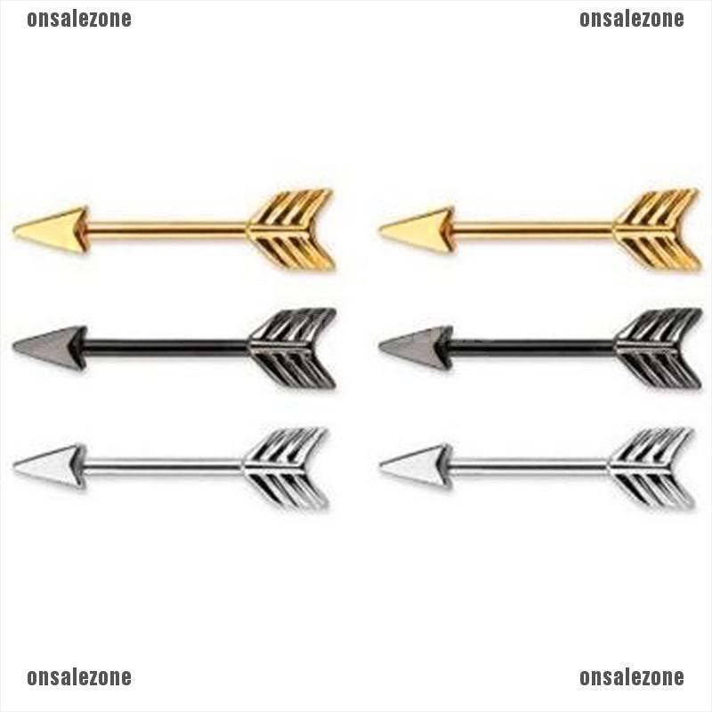 {onsalezone} New Nipple Ring Bars Stainless Steel Arrow Nipple Barbell Ring Body Jewellery adover