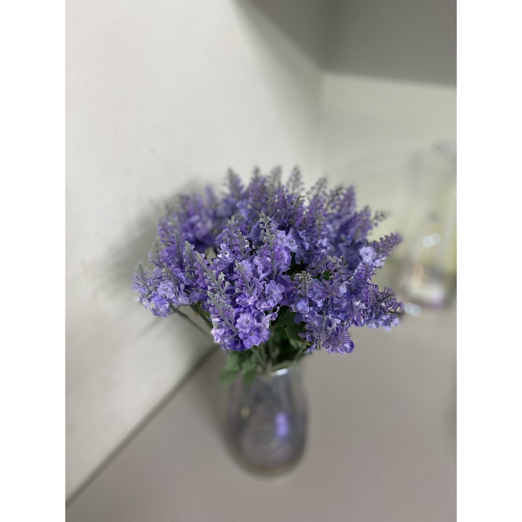 NHÁNH HOA LAVENDER 3 MÀU HOA GIẢ bằng lụa ĐẸP-decor trang trí nhà cửa, quán cafe, để bàn