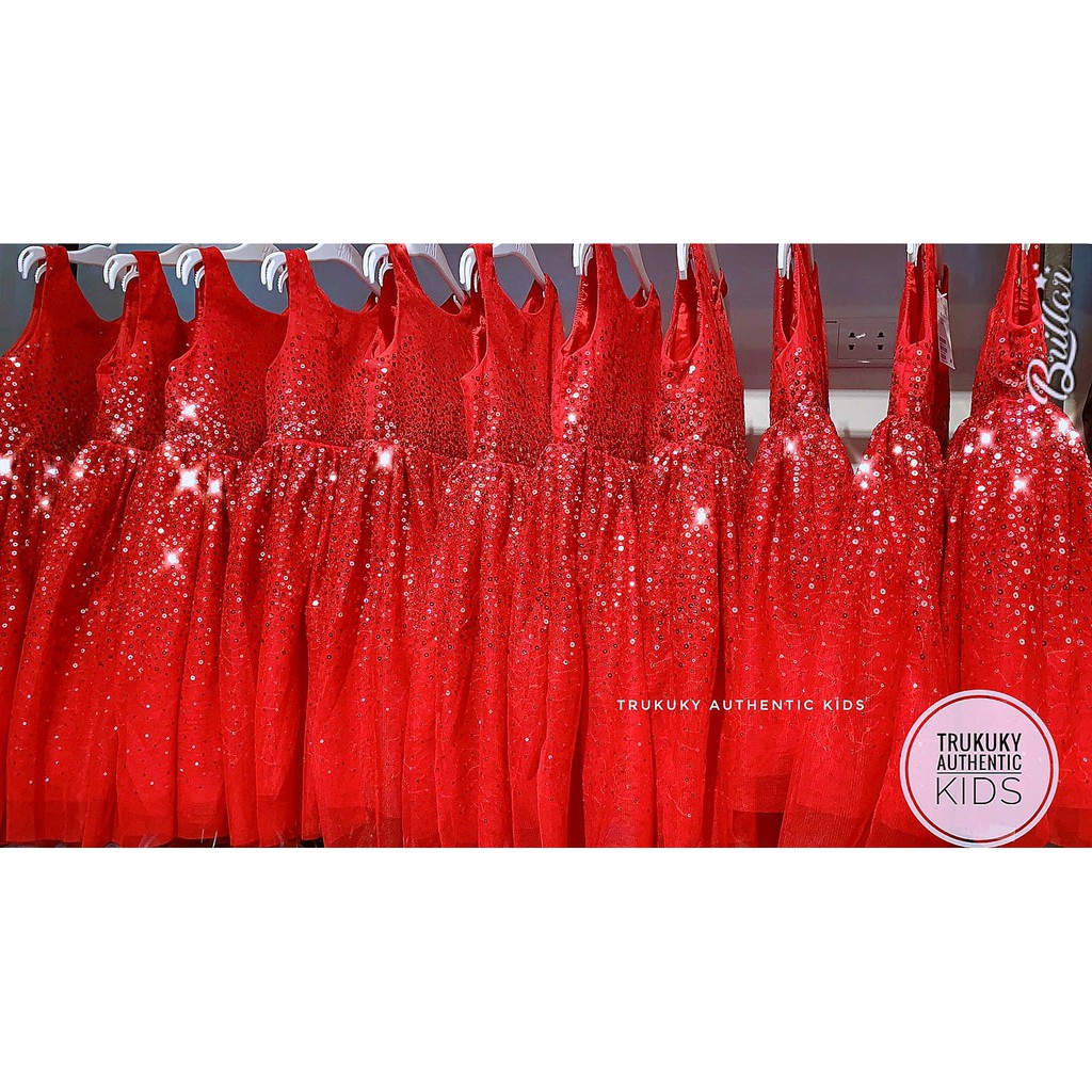 Váy xoè công chúa đỏ sequin HM H&M hàng chính hãng authentic