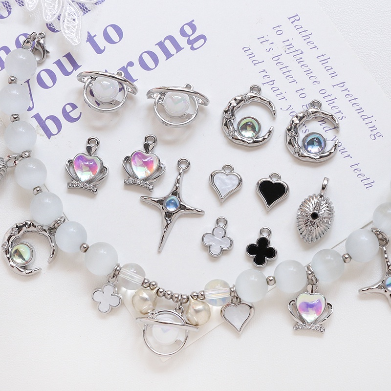 Hạt Đá Zircon Nhiều Màu Sắc Hình Hành Tinh Mặt Trăng Dùng Làm Trang Sức Thủ Công DIY