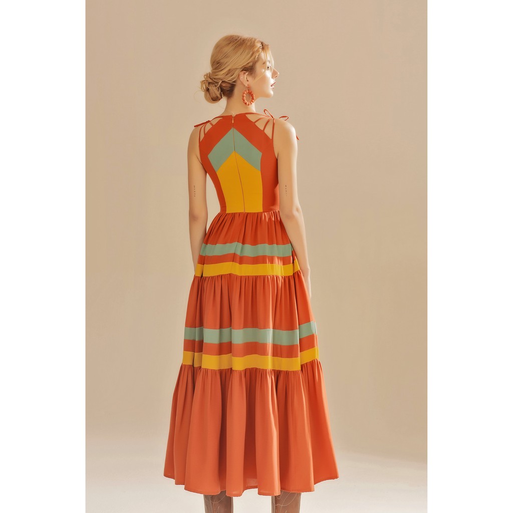 [Mã SKAMSALEP6 giảm 10% tối đa 100K đơn 150K] SÒ VINTAGE - ALINA Đầm xoè phối màu cột dây | BigBuy360 - bigbuy360.vn