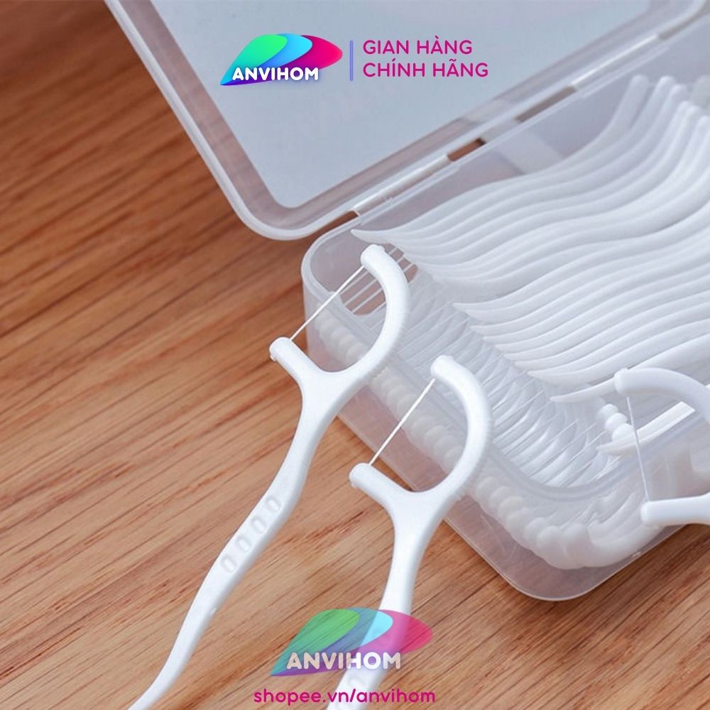 Tăm Chỉ Nha Khoa Try Me Hộp 50 Chiếc Chăm Sóc Vệ Sinh Răng Miệng ANVIHOM