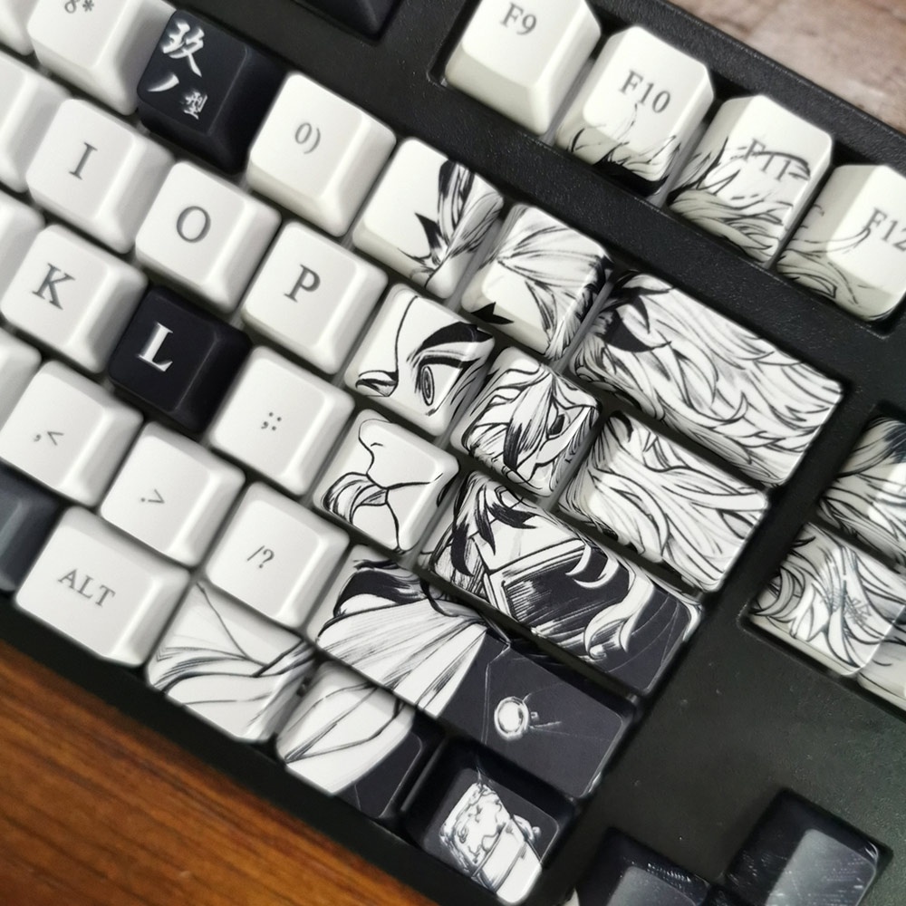 Rengoku Kyoujurou Theme Keycap Demon Slayer Keycap OEM Profile  PBT Thuốc nhuộm-Thăng hoa Bàn phím cơ Keycap Anime Keycap 108 Phím