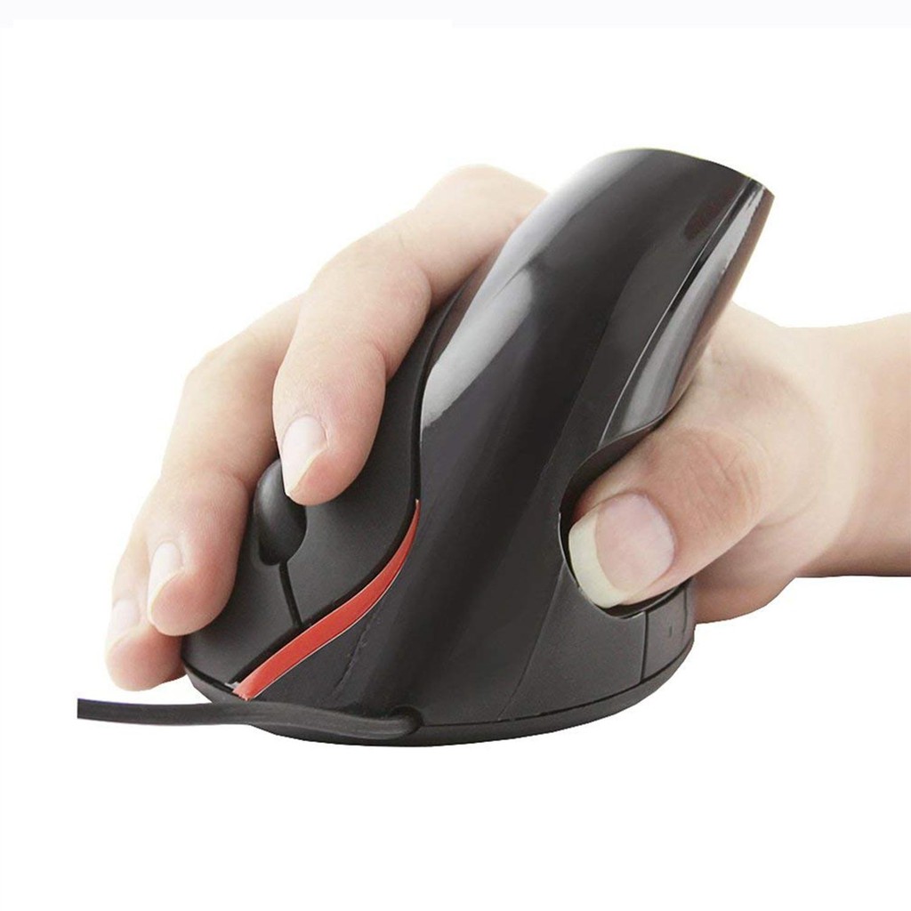 Logitech Chuột chơi game 5D 2.4G USB có dây dọc chuột công thái học 800/1200/1600 DPI, 5 phím đen