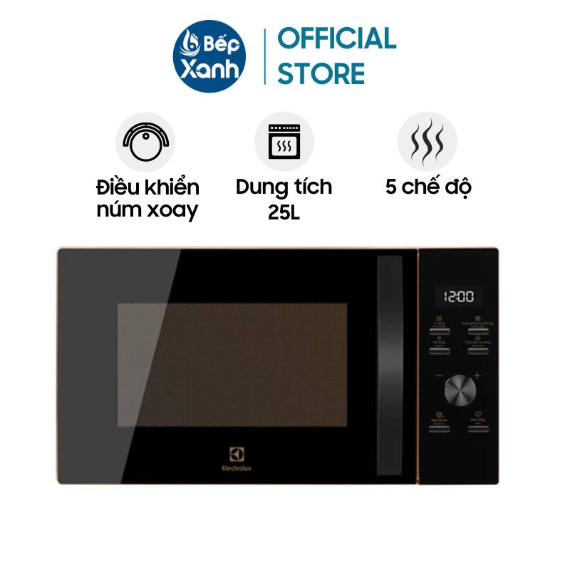 [Mã ELHADEV giảm 4% đơn 300K] Lò Vi Sóng Có Nướng Electrolux EMG25D59EB 25 lít - Khoang Lò Tráng Men - Khoá Trẻ Em