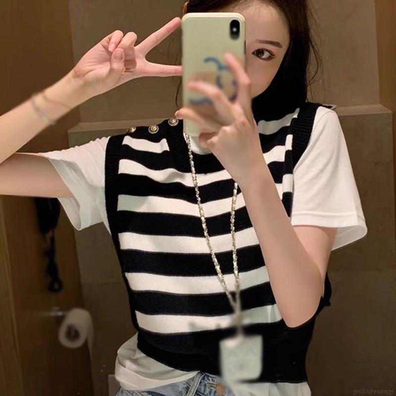 Áo Sát Nách Cổ Tròn Form Rộng Họa Tiết Kẻ Sọc Phong Cách Hàn Quốc | BigBuy360 - bigbuy360.vn