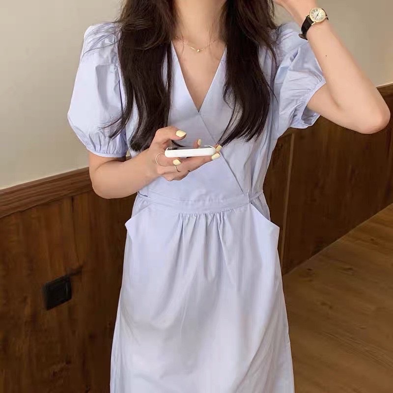 Đầm vintage thắt nơ sau lưng