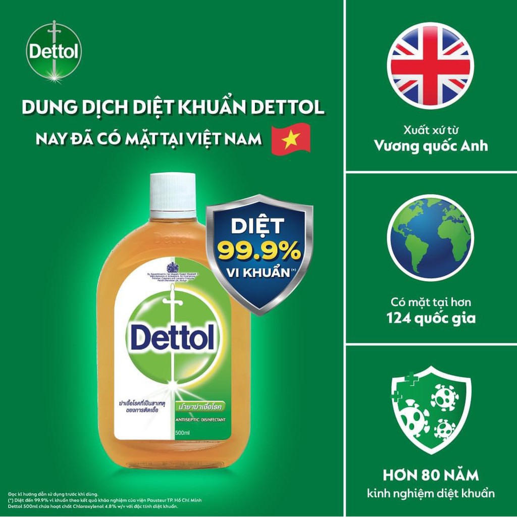 Dung dịch Dettol diệt khuẩn 99,9% đa năng 250-500ml