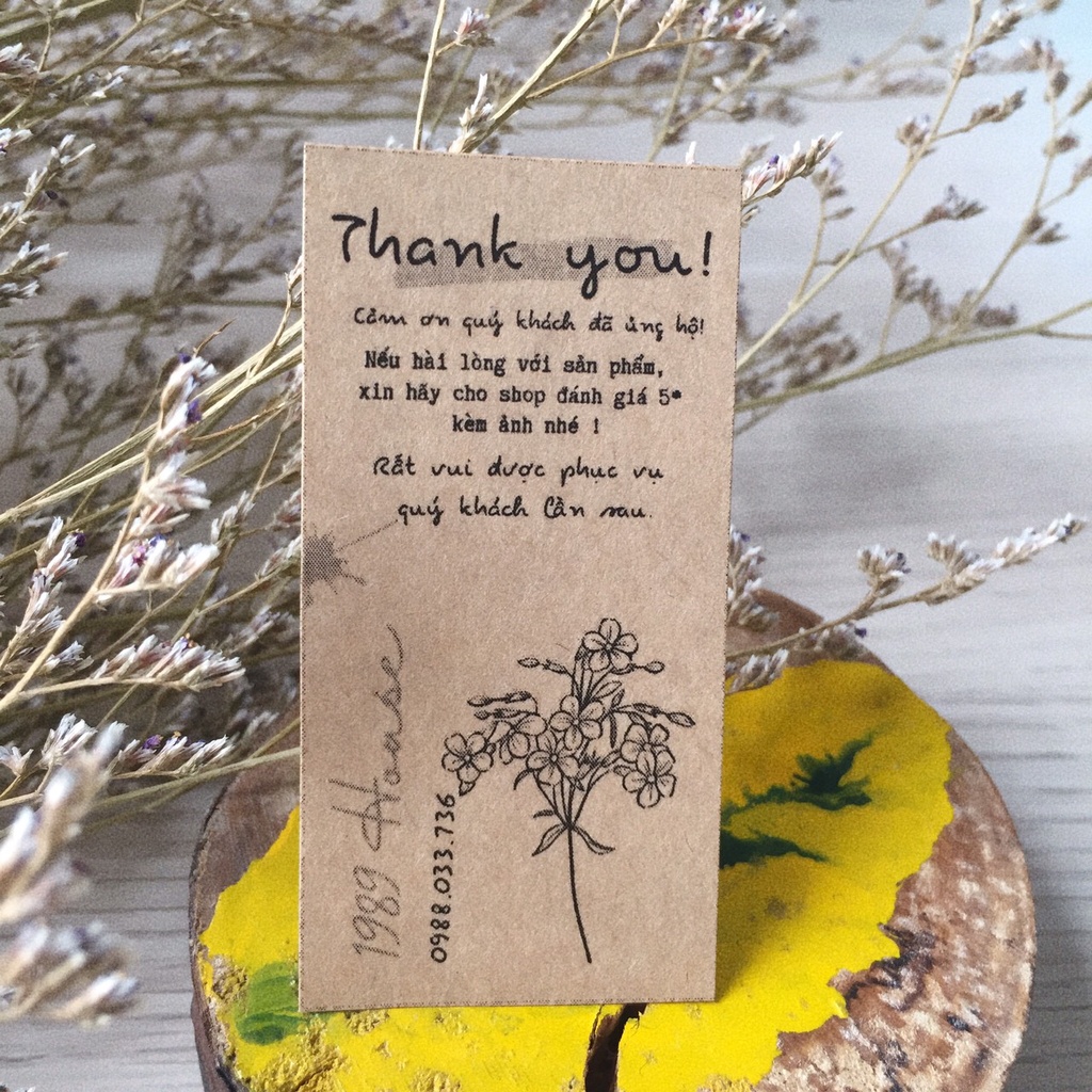 Set 120 tem dán nhãn  kraft cảm ơn Thank you dành cho shop