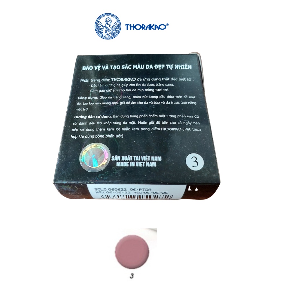 Phấn trang điểm trắng da Thorakao 9g, phấn phủ kiềm dầu dưỡng trắng da