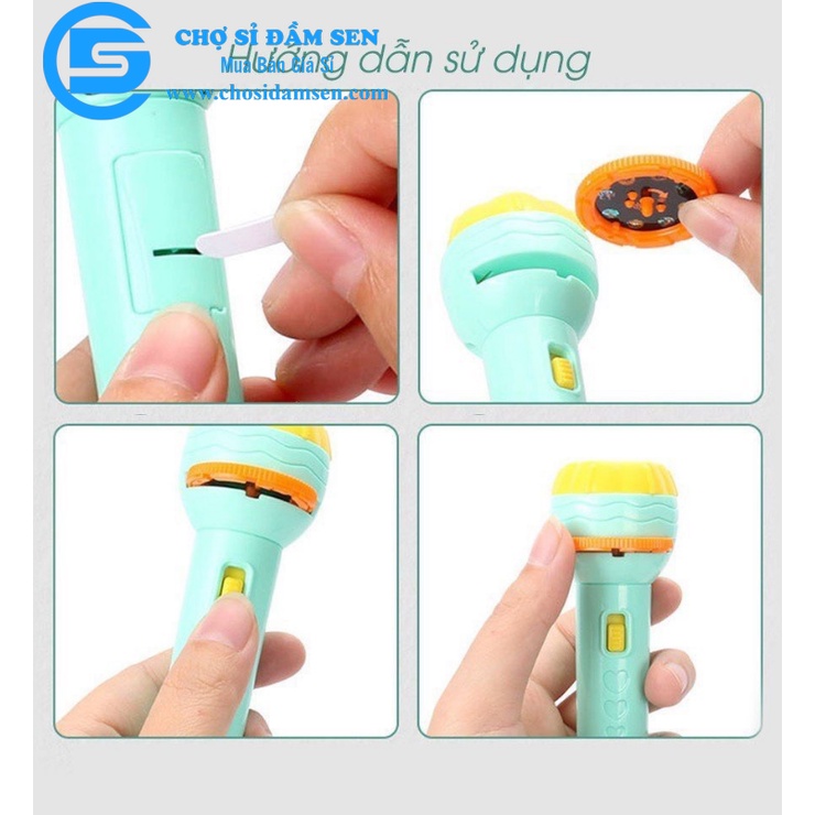 Đèn pin hoạt hinh. Đèn pin chiếu hình ảnh động vật ,siêu nhân hoạt hình cho bé - Đồ chơi học tập và giải trí G302-Denpin