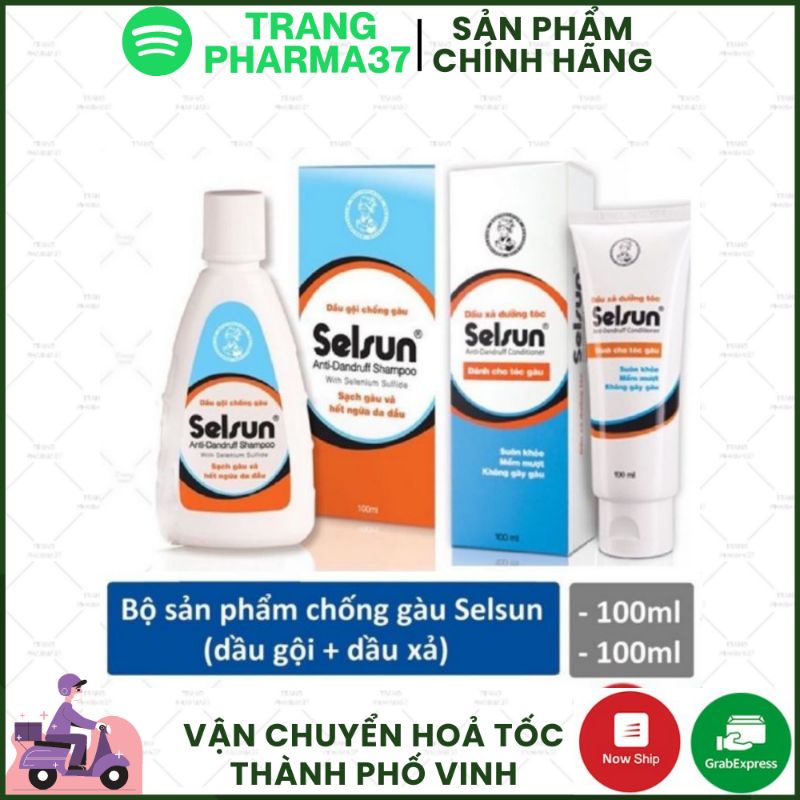 Bộ sản phẩm chống gàu Selsun (Dầu gội Selsun 100ml+Dầu xã dưỡng tóc Selsun 100ml)