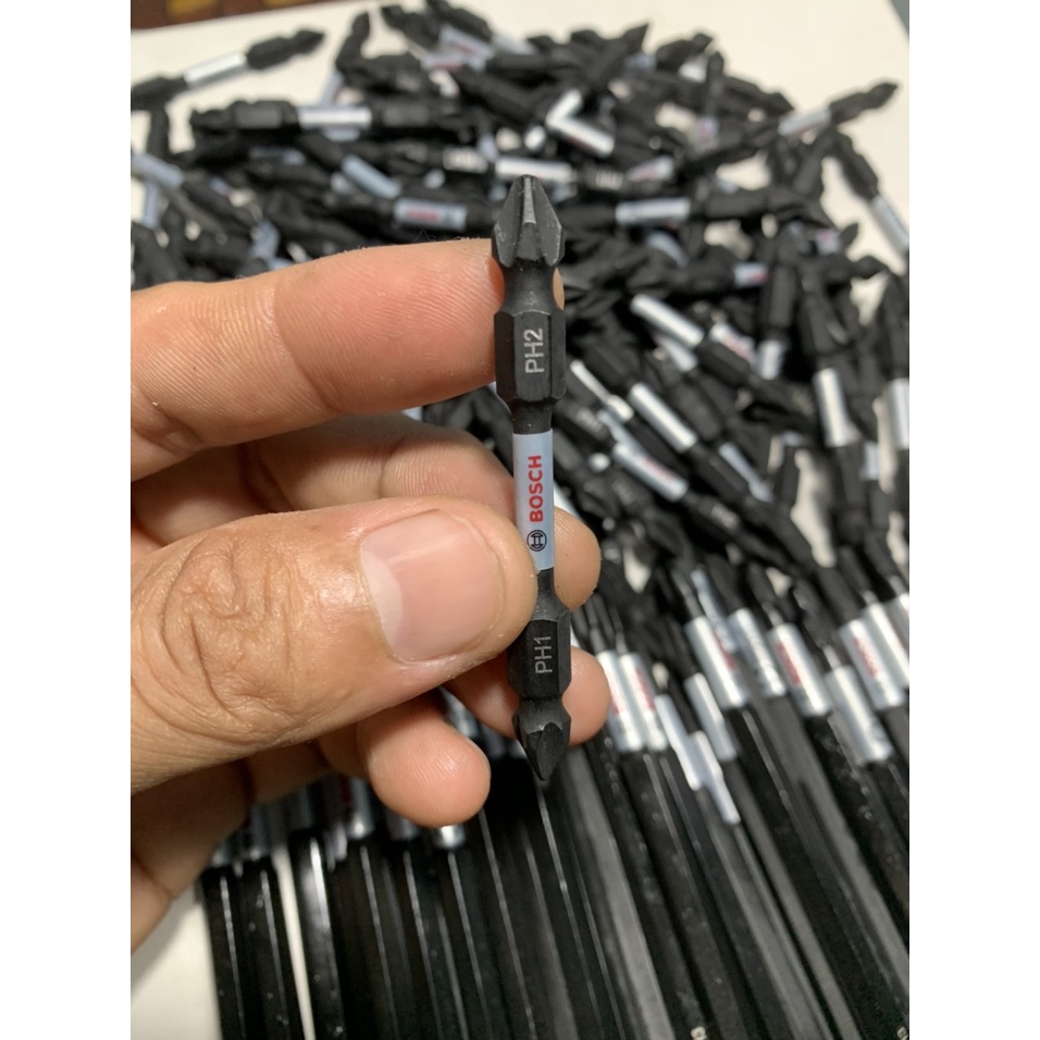 Mũi vít Bosch hai đầu PH1 - PH2 dài 65mm đuôi nhỏ chính hãng có từ