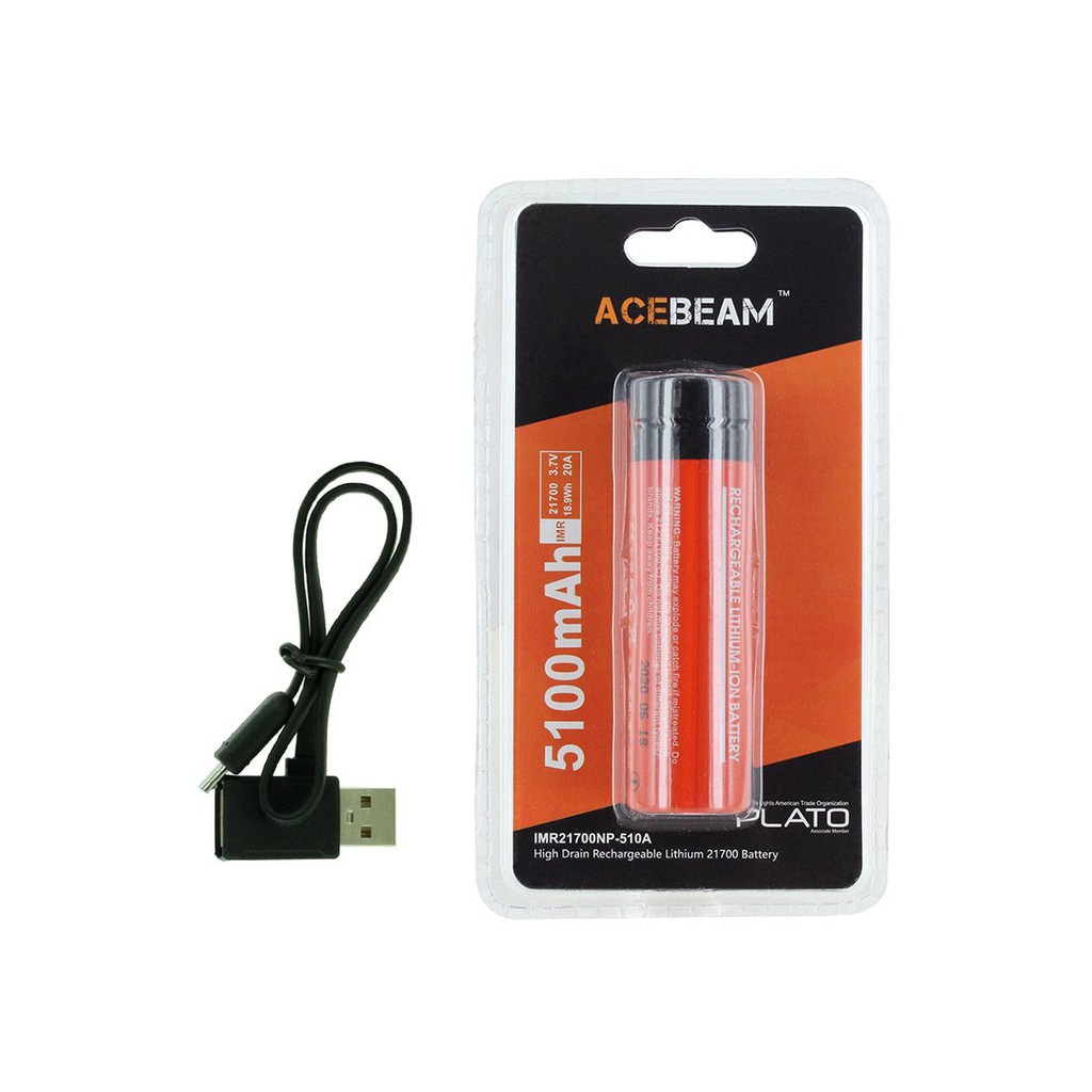 Pin sạc ACEBEAM 21700 dung lượng 5100mAh dòng xả 20A SẠC USB