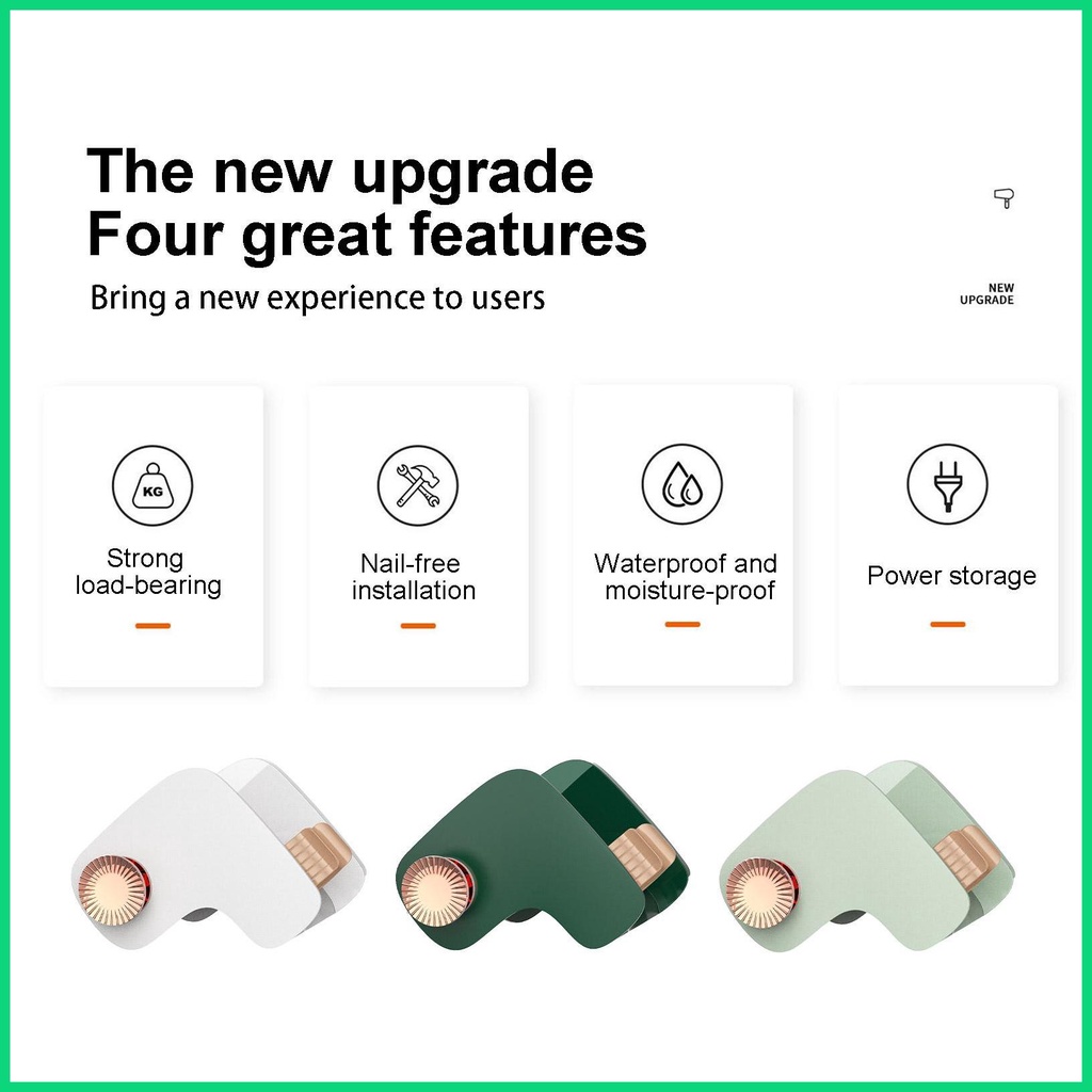 Giá Treo Máy Sấy Tóc Tự Dính Không Cần Đục Lỗ Màu Trắng Xanh Lá Nhạt