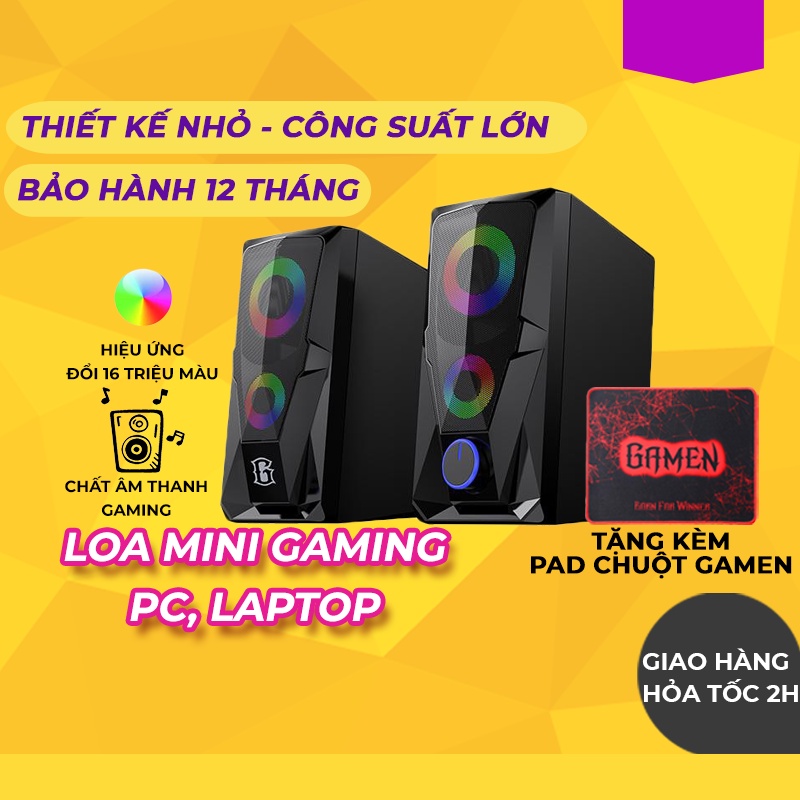 Loa vi tính gaming ROBOT RS200 hiệu ứng đèn led đổi màu, thiết kế phong cách mạnh mẽ, phù hợp PC - Laptop