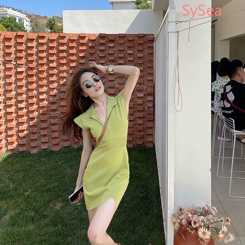 Đầm Dệt Kim Cổ Polo Kiểu Hàn Quốc Thời Trang Mùa Hè Cho Nữ