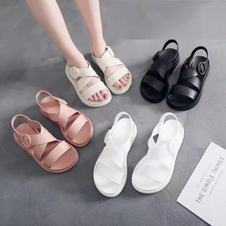 Sandal nữ dép thời trang nhựa dẻo đi mưa HAPU hồng, kem, trắng