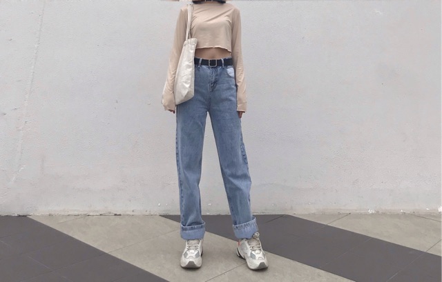 Hàng có sẵn_ Quần jeans ống dài rộng cá tính ( kèm ảnh thật) | BigBuy360 - bigbuy360.vn