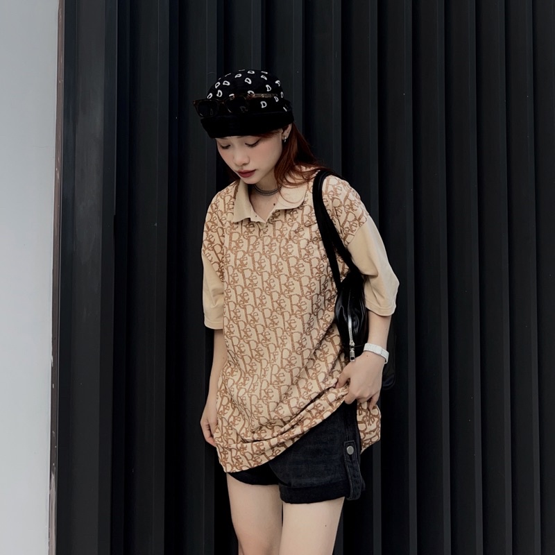 LOCAL BRAND REE - ÁO POLO MONOGRAM PIXEL MÀU BE