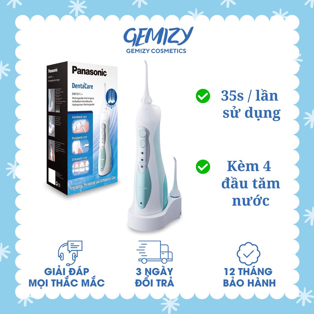 Máy tăm nước Panasonic EW1311 Đức kèm 4 đầu phun vệ sinh răng miệng - Gemizy Shop