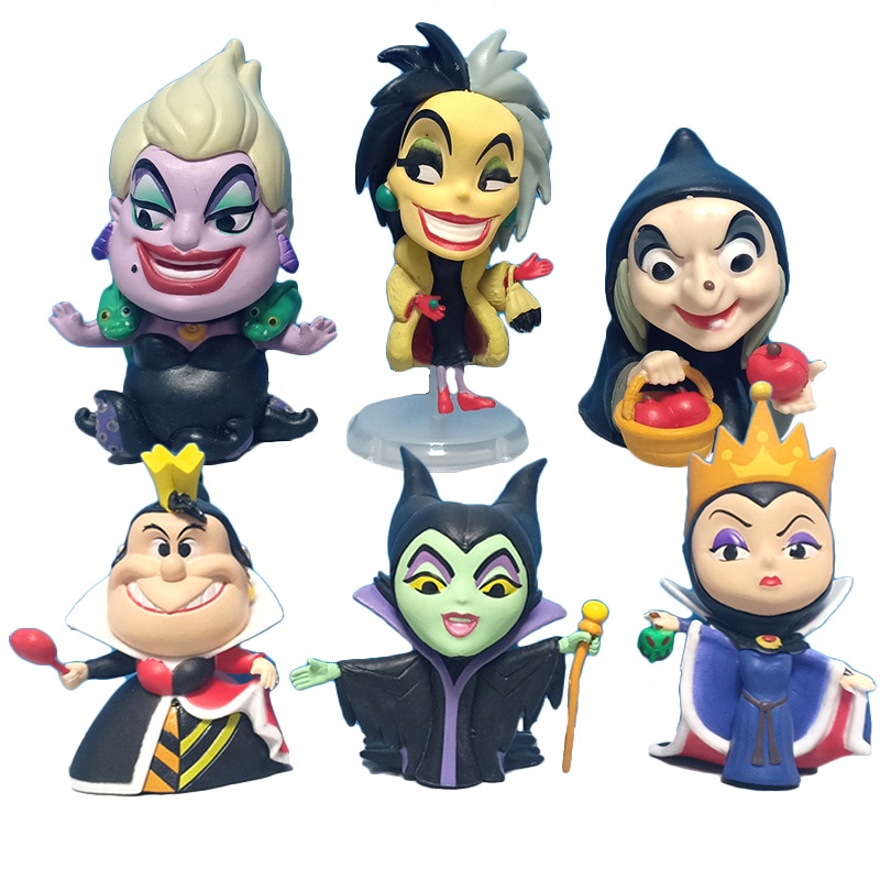 Set 6 Mô Hình Đồ Chơi Nhân Vật Maleficent Evil Queen Cruella de Vil Villains Ursula 101 Dalmatians