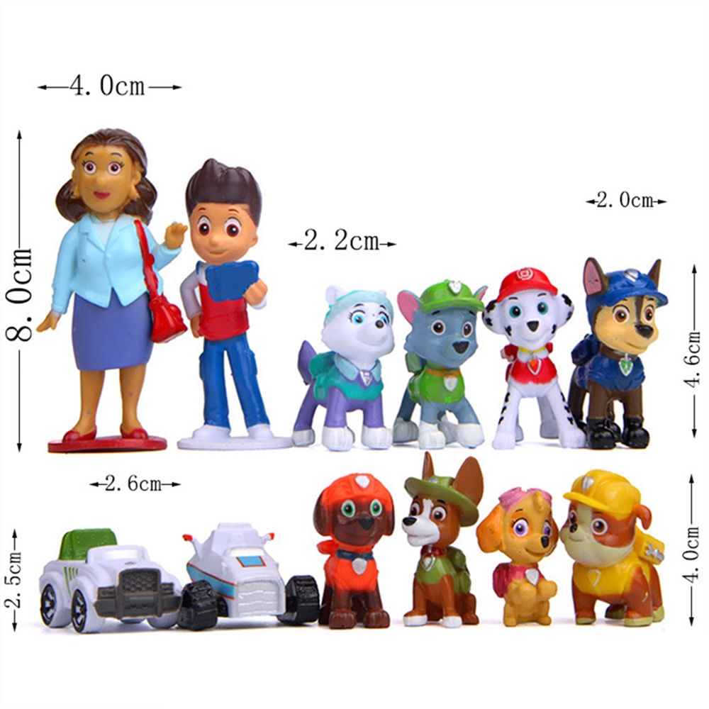 Bộ 12 Tượng Mô Hình Nhân Vật Paw Patrol Bằng PVC