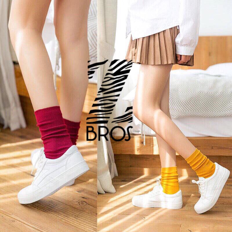 [100% COTTON] Tất nhún Hàn Quốc Nam Nữ – Kiểu dáng Vintage Vớ len gân tăm nhỏ cổ cao (dài) | BigBuy360 - bigbuy360.vn