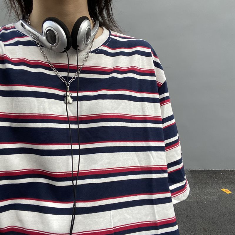 Áo Thun Tay Lỡ Dáng Rộng Kẻ Sọc Ngang Trẻ Trung Hợp Thời Trang 23806a | BigBuy360 - bigbuy360.vn