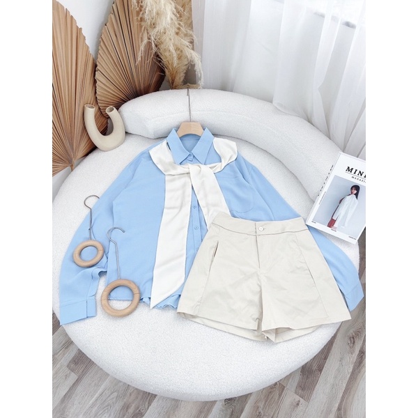 SÉT SMI CỔ NƠ KÈM SHORT KEM