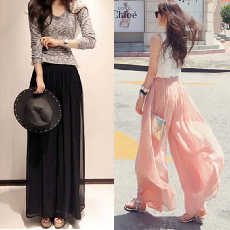 Quần Giả Váy Ống Rộng Lưng Cao Chất Liệu Chiffon Thời Trang Xuân Hè Phong Cách Hàn Quốc Mới